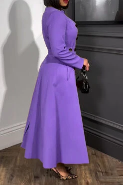 Mock Neck Double Breasted Dress 17 Mock Neck Double Breasted Dress -Acorpstyle XTF8259 PU 2