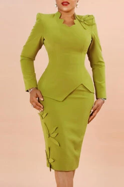 Chic Solid Asymmetrical Top & Skirt Set 7 Chic Solid Asymmetrical Top & Skirt Set -Acorpstyle XTF8588 GR 3