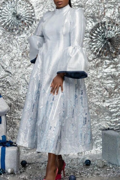 Elegant Mock Neck Flared Sleeves Dress 7 Elegant Mock Neck Flared Sleeves Dress -Acorpstyle XTF8752 SI 1