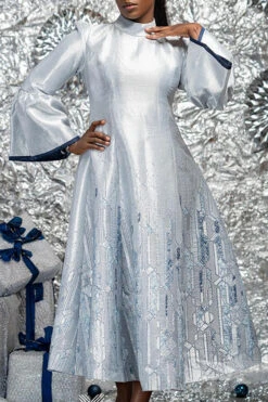 Elegant Mock Neck Flared Sleeves Dress 8 Elegant Mock Neck Flared Sleeves Dress -Acorpstyle XTF8752 SI 2