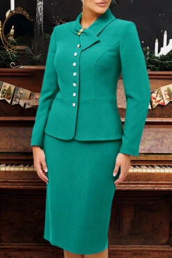 Pearl Scarf Collar Blazer & Skirt Set 23 Pearl Scarf Collar Blazer & Skirt Set -Acorpstyle XTF8841 GR 6