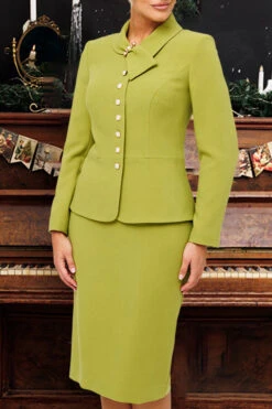 Pearl Scarf Collar Blazer & Skirt Set 14 Pearl Scarf Collar Blazer & Skirt Set -Acorpstyle XTF8841 OL 4