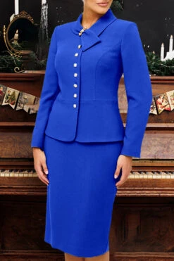 Pearl Scarf Collar Blazer & Skirt Set 19 Pearl Scarf Collar Blazer & Skirt Set -Acorpstyle XTF8841 RB 5