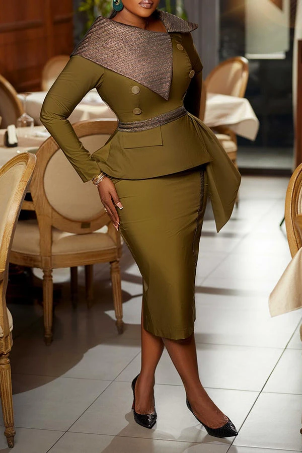 Class And Finesse Side Draped Top & Skirt Set 2 Class And Finesse Side Draped Top & Skirt Set - Image 2