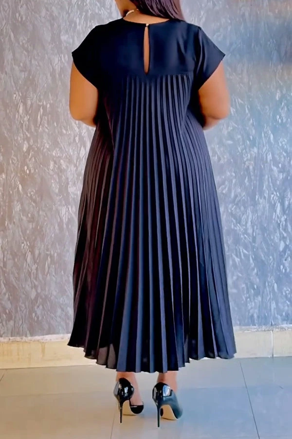 Stylish Batwing Sleeve 3D Floral Pleated Dress 5 Stylish Batwing Sleeve 3D Floral Pleated Dress - Image 5