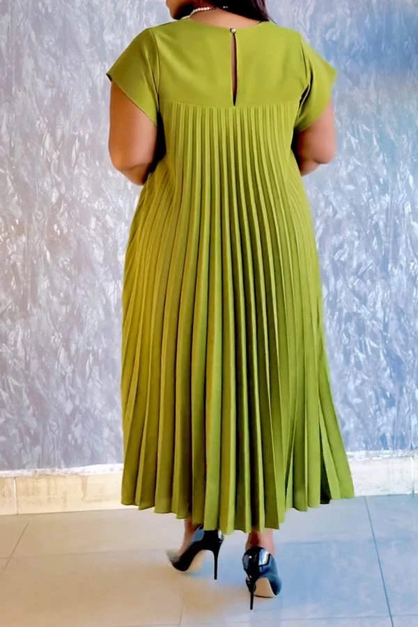 Stylish Batwing Sleeve 3D Floral Pleated Dress 3 Stylish Batwing Sleeve 3D Floral Pleated Dress - Image 3