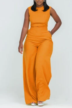 Casual Round Neck Slant Pocket Jumpsuit -Acorpstyle XTG0373 OR 1 9723a828 966b 444f ae5d a520e7efcc4c