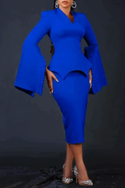 Elegant Bell Sleeve Slit Dress 8 Elegant Bell Sleeve Slit Dress -Acorpstyle XTG0548 RB 1