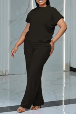 Elegant Batwing Sleeve Top & Pants Set 14 Elegant Batwing Sleeve Top & Pants Set -Acorpstyle XTG0658 BK 1