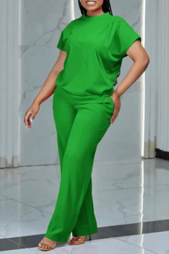 Elegant Batwing Sleeve Top & Pants Set 20 Elegant Batwing Sleeve Top & Pants Set -Acorpstyle XTG0658 GR 1