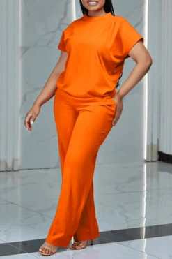 Elegant Batwing Sleeve Top & Pants Set 22 Elegant Batwing Sleeve Top & Pants Set -Acorpstyle XTG0658 OR 1