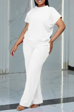 Elegant Batwing Sleeve Top & Pants Set 16 Elegant Batwing Sleeve Top & Pants Set -Acorpstyle XTG0658 WH 1