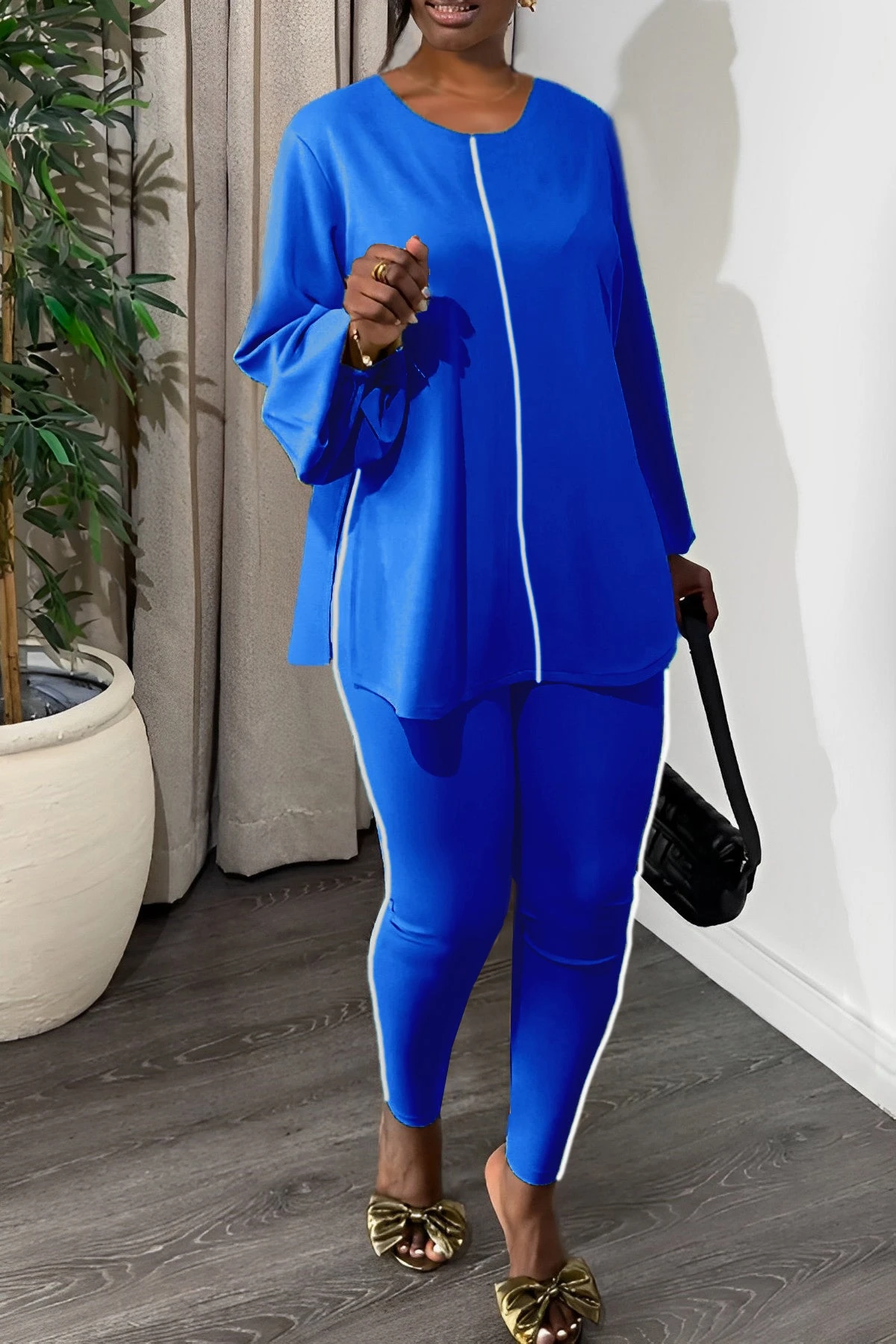 Casual Round Neck Top & Slim Pants Set 15 Casual Round Neck Top & Slim Pants Set - Image 15