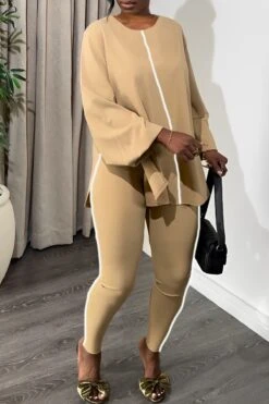 Casual Round Neck Top & Slim Pants Set 27 Casual Round Neck Top & Slim Pants Set -Acorpstyle XTH0114 KH 2 89bcad99 a3fe 41d6 b9cd 1f4f59efff59