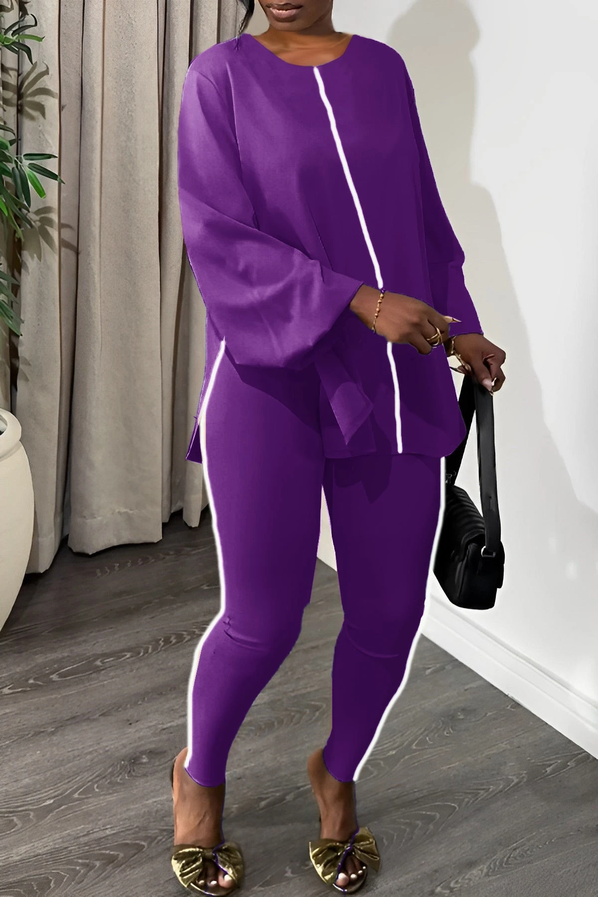 Casual Round Neck Top & Slim Pants Set 8 Casual Round Neck Top & Slim Pants Set - Image 8