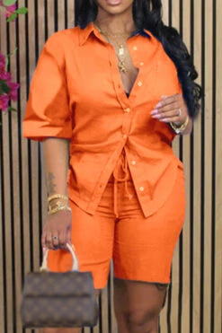 Mid-Sleeve Shirt & Drawstring Shorts Set -Acorpstyle XTH0129 OR 2