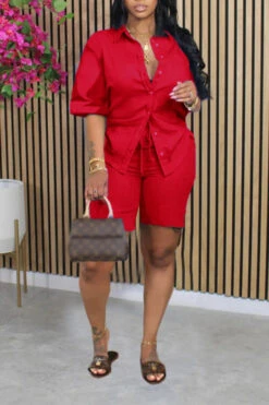 Mid-Sleeve Shirt & Drawstring Shorts Set -Acorpstyle XTH0129 RE 1