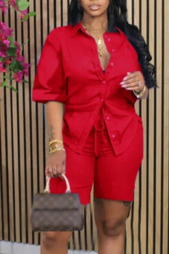 Mid-Sleeve Shirt & Drawstring Shorts Set -Acorpstyle XTH0129 RE 2