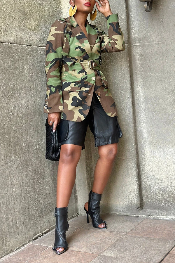 Stylish Camouflage Print Mid Length Trench Coat 2 Stylish Camouflage Print Mid Length Trench Coat - Image 2