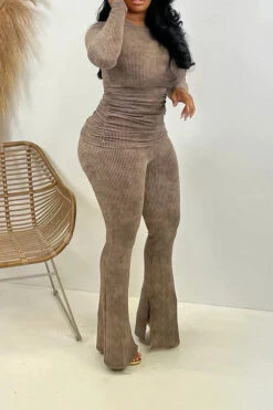 Stylish Stretch Knit Top & Pants Set 36 Stylish Stretch Knit Top & Pants Set -Acorpstyle XTH1849 BR 2