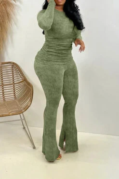 Stylish Stretch Knit Top & Pants Set 34 Stylish Stretch Knit Top & Pants Set -Acorpstyle XTH1849 GR 2