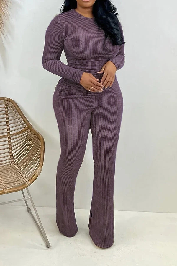 Stylish Stretch Knit Top & Pants Set 7 Stylish Stretch Knit Top & Pants Set - Image 7