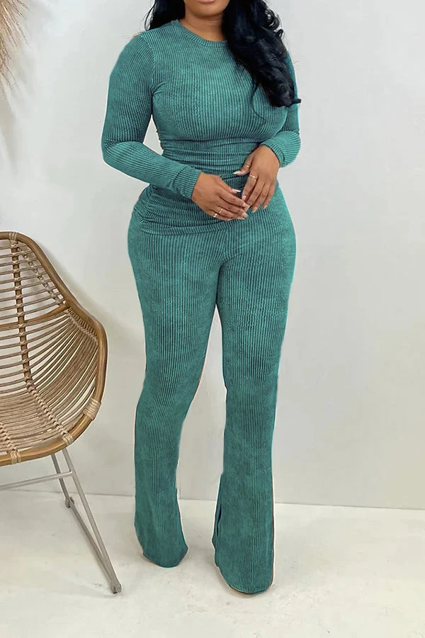 Stylish Stretch Knit Top & Pants Set 3 Stylish Stretch Knit Top & Pants Set - Image 3