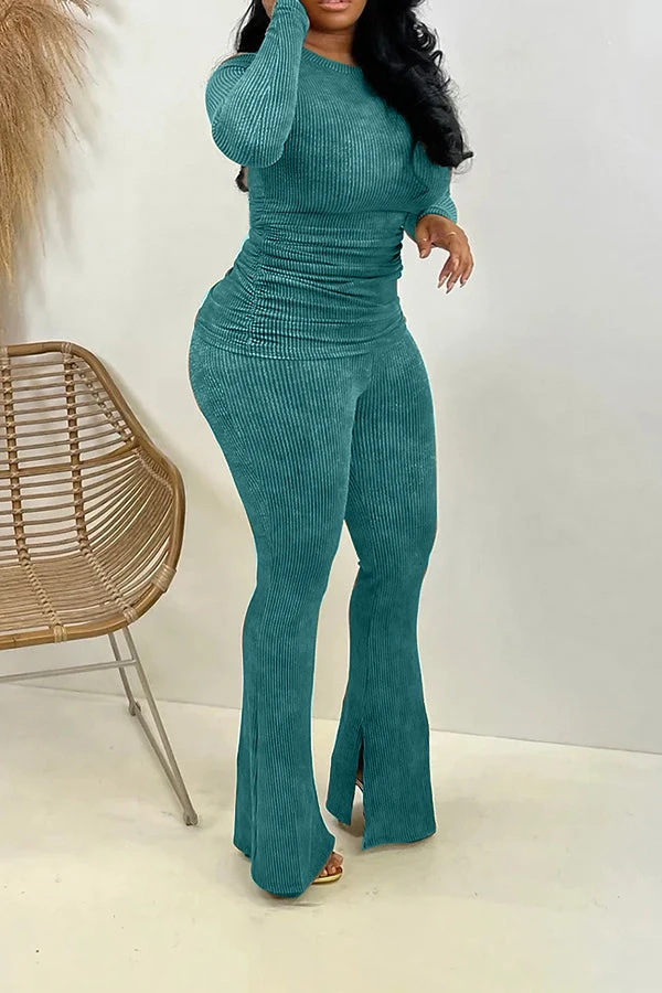 Stylish Stretch Knit Top & Pants Set 4 Stylish Stretch Knit Top & Pants Set - Image 4