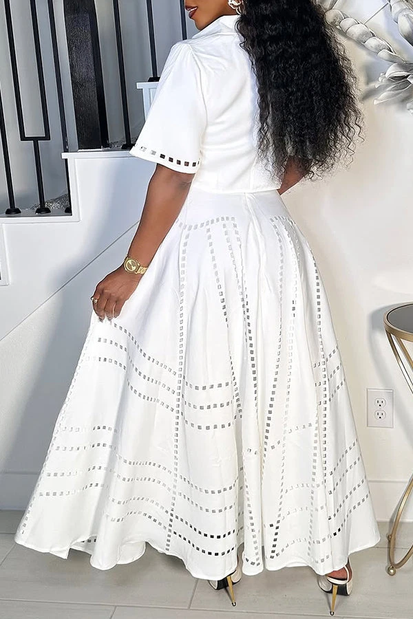 Stylish Burning Flower Craft Short Top & Skirt Set 3 Stylish Burning Flower Craft Short Top & Skirt Set - Image 3