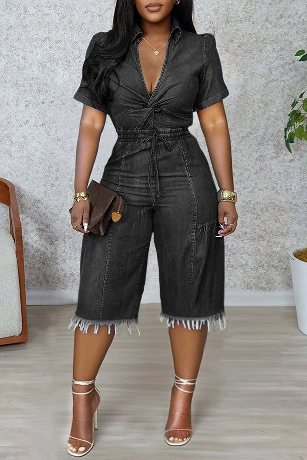 Chic Twist Tassel Hem Denim Jumpsuit 5 Chic Twist Tassel Hem Denim Jumpsuit - Image 5