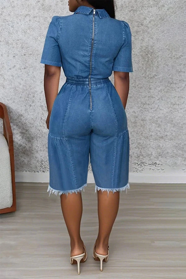 Chic Twist Tassel Hem Denim Jumpsuit 2 Chic Twist Tassel Hem Denim Jumpsuit - Image 2