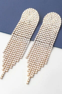 Rhinestone Long Tassel Earrings -Acorpstyle XTK0100 GO 1