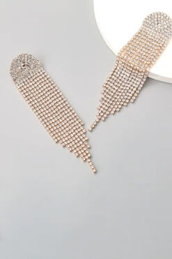 Rhinestone Long Tassel Earrings -Acorpstyle XTK0100 GO 2