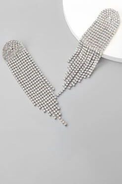 Rhinestone Long Tassel Earrings -Acorpstyle XTK0100 SI 3