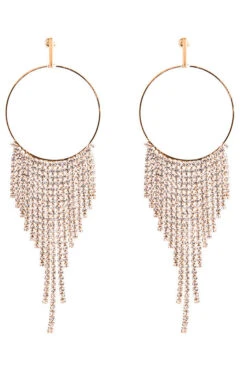 Diamond Hoop Tassel Earrings -Acorpstyle XTK0102 GO 3