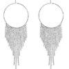 Diamond Hoop Tassel Earrings