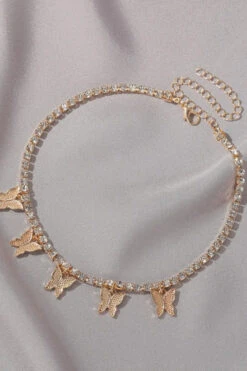 Rhinestone Butterfly Pendant Necklace 7 Rhinestone Butterfly Pendant Necklace -Acorpstyle XTK0106 GO 2