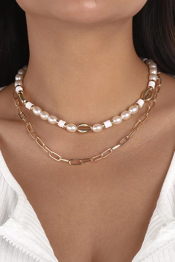 Geometric Pearl Necklace Alloy Shell Necklace 5 Geometric Pearl Necklace Alloy Shell Necklace - Image 5