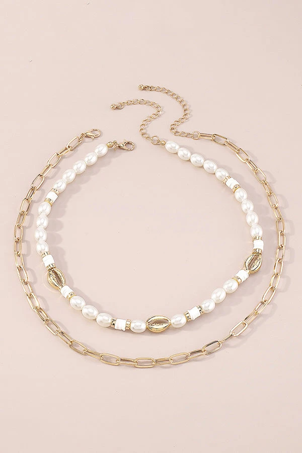 Geometric Pearl Necklace Alloy Shell Necklace 6 Geometric Pearl Necklace Alloy Shell Necklace - Image 6