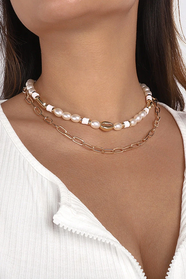 Geometric Pearl Necklace Alloy Shell Necklace 7 Geometric Pearl Necklace Alloy Shell Necklace - Image 7