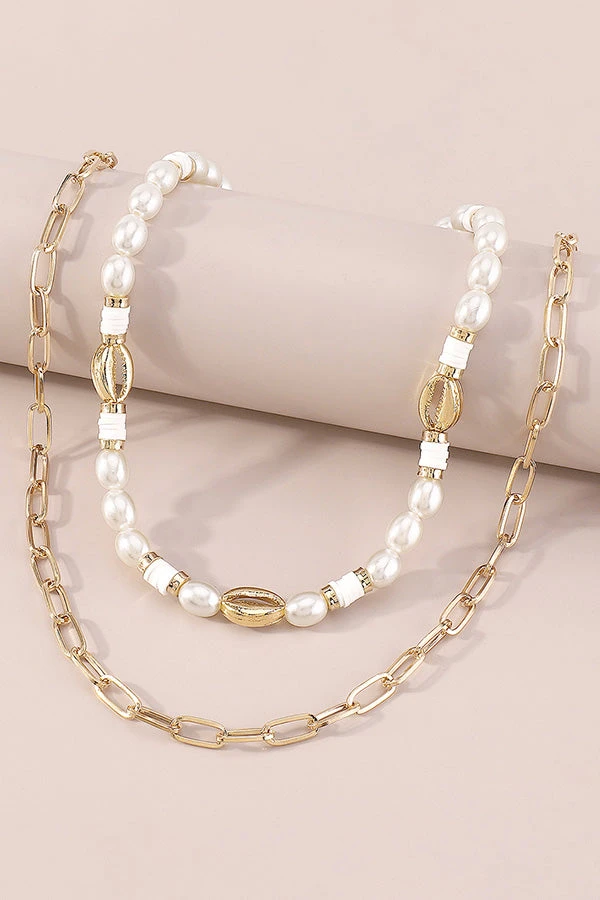 Geometric Pearl Necklace Alloy Shell Necklace 8 Geometric Pearl Necklace Alloy Shell Necklace - Image 8