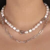 Geometric Pearl Necklace Alloy Shell Necklace
