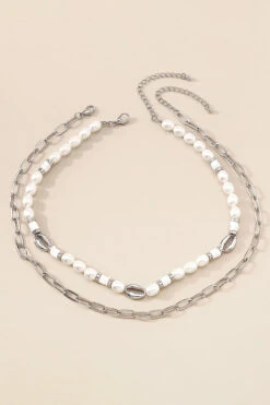 Geometric Pearl Necklace Alloy Shell Necklace 10 Geometric Pearl Necklace Alloy Shell Necklace -Acorpstyle XTK0113 SI 3