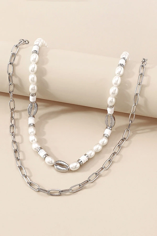 Geometric Pearl Necklace Alloy Shell Necklace 4 Geometric Pearl Necklace Alloy Shell Necklace - Image 4