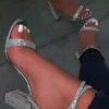 Delicate Rhinestone Chunky High Heels