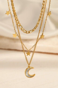 Star Moon 3 Layer Necklace 6 Star Moon 3 Layer Necklace -Acorpstyle XTK0200 GO 3