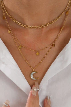 Star Moon 3 Layer Necklace 7 Star Moon 3 Layer Necklace -Acorpstyle XTK0200 GO 4