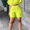 Bright V Neck Top & Shorts Set