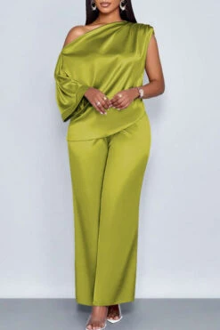 Elegant Satin Oblique Neck Top & Pants Set 20 Elegant Satin Oblique Neck Top & Pants Set -Acorpstyle XTO0204 OL 1