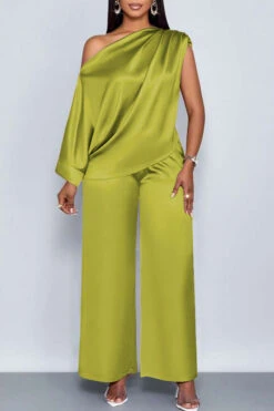 Elegant Satin Oblique Neck Top & Pants Set 21 Elegant Satin Oblique Neck Top & Pants Set -Acorpstyle XTO0204 OL 2